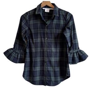 Gretchen Scott Designs Plaid Blouse - Green and Blue